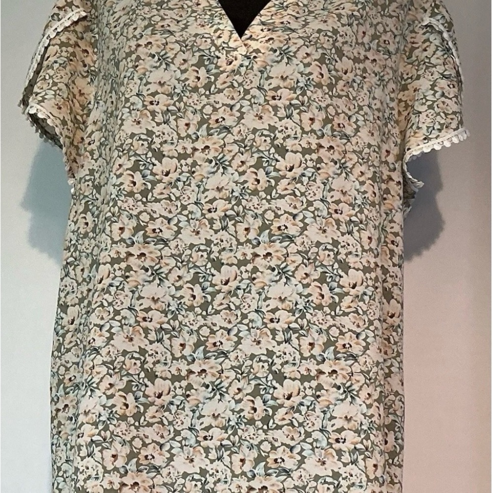 Style & Co. Floral Blouse in Cream and Green